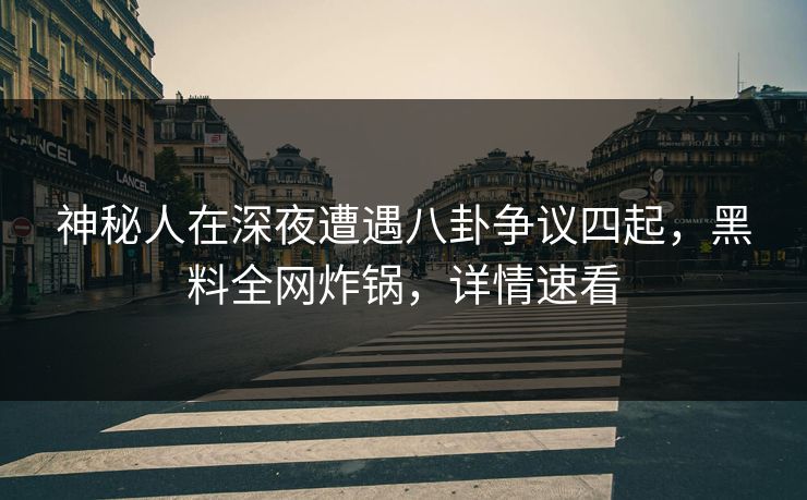 神秘人在深夜遭遇八卦争议四起，黑料全网炸锅，详情速看