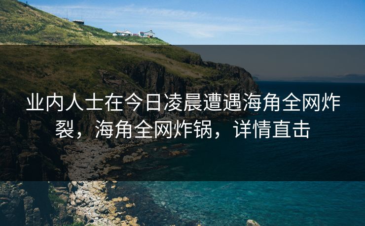业内人士在今日凌晨遭遇海角全网炸裂，海角全网炸锅，详情直击