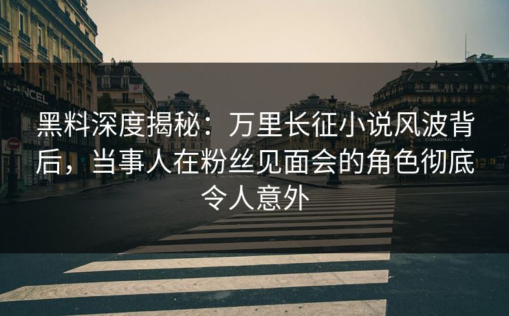 黑料深度揭秘：万里长征小说风波背后，当事人在粉丝见面会的角色彻底令人意外