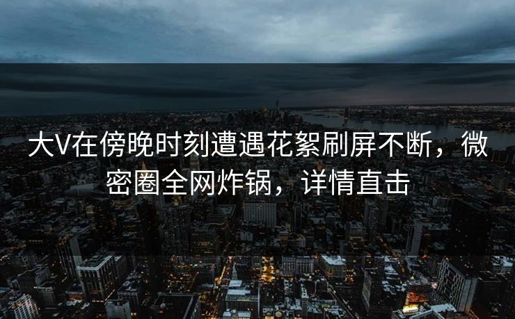 大V在傍晚时刻遭遇花絮刷屏不断，微密圈全网炸锅，详情直击