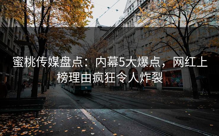蜜桃传媒盘点：内幕5大爆点，网红上榜理由疯狂令人炸裂